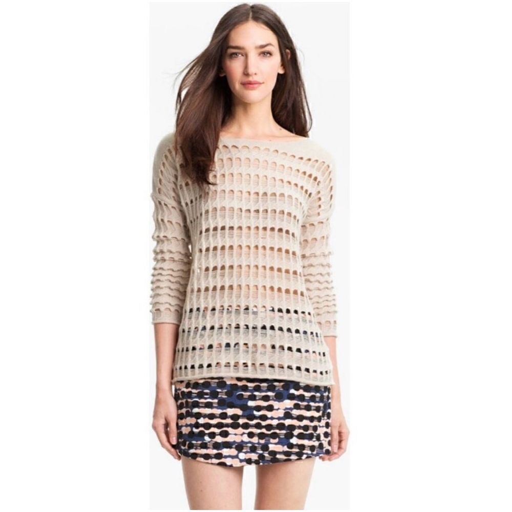 Diane Von Furstenberg Women’s Rhodes Cream Open Knit Sweater